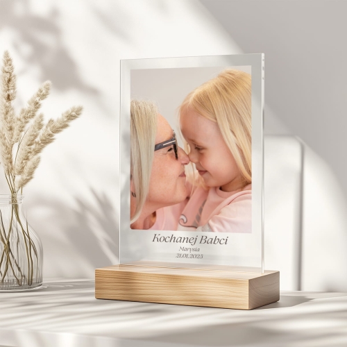 Prezent dla Babci i Dziadka - szkło akrylowe z Twoim zdjęciem i napisem 01