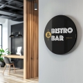 Okrągły Szyld z Twoim Logo czarny akryl - Szyld reklamowy z plexi - 40 cm