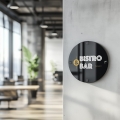 Okrągły Szyld z Twoim Logo czarny akryl - Szyld reklamowy z plexi - 40 cm