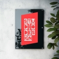 Szyld z Twoim Logo czarny akryl - Szyld reklamowy z plexi - 50 x 70 cm