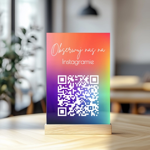Kolorowa akrylowa tabliczka Rainbow z dowolnym kodem QR