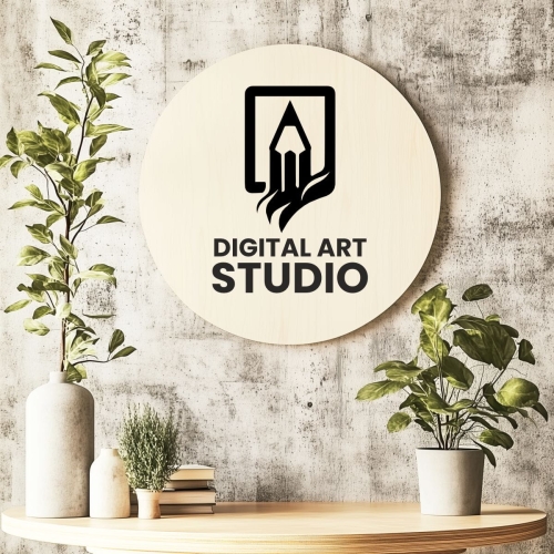 Drewniany okrągły szyld z Twoim logo - 40 cm