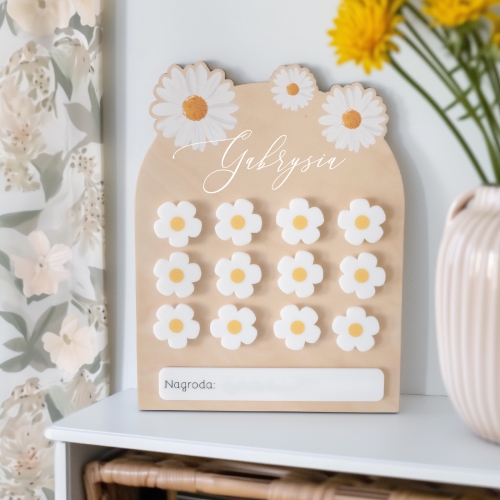Drewniana tablica motywacyjna - Stokrotki