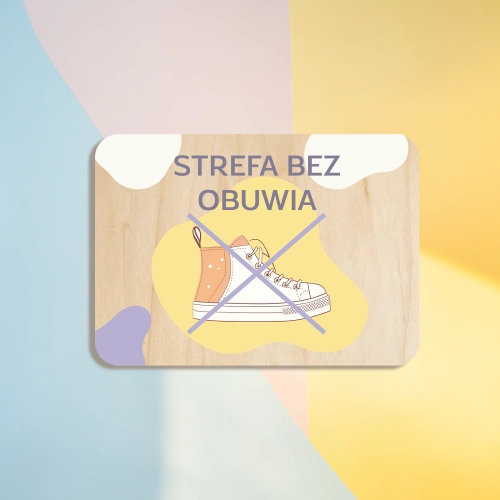 drewniana tabliczka do bawialni strefa bez obuwia.webp