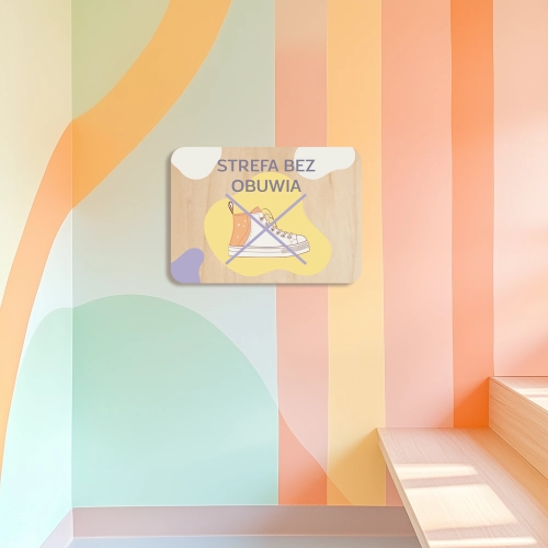 drewniana tabliczka do bawialni strefa bez obuwia a.webp