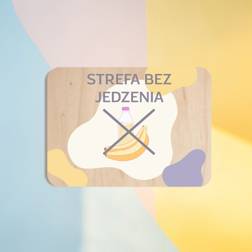 drewniana tabliczka do bawialni strefa bez jedzenia.webp
