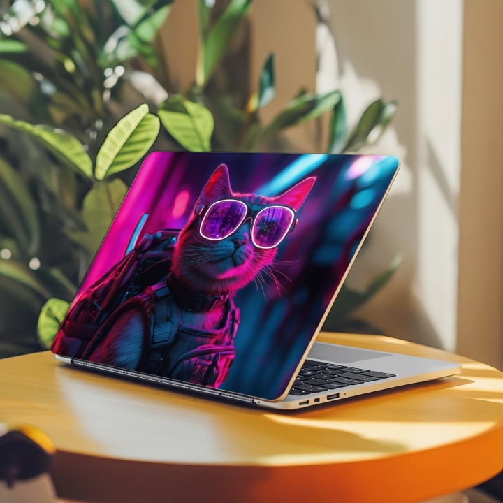 Ochronna naklejka na laptopa Neonowy Kocur.webp