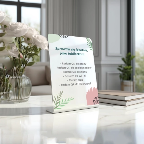 biała tabliczka akrylowa stand z Twoim nadrukiem 01b.webp
