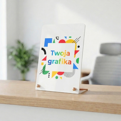 Tabliczka akrylowa na aluminiowych nóżkach – stand z Twoją grafiką - różne rozmiary