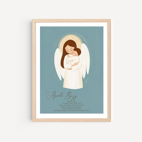 Plakat do pokoju dziecka z modlitwą "Aniele Boży" dla chłopca 01