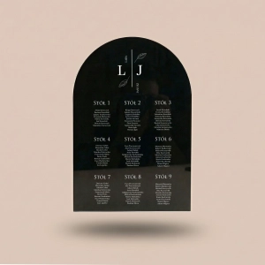 Czarny Akrylowy Plan Stołów z łukiem - Noir Prestige 