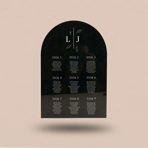 Czarny Akrylowy Plan Stołów z łukiem - Noir Prestige 