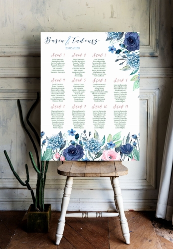 Plan stołów weselnych na płycie piankowej - Floral 10